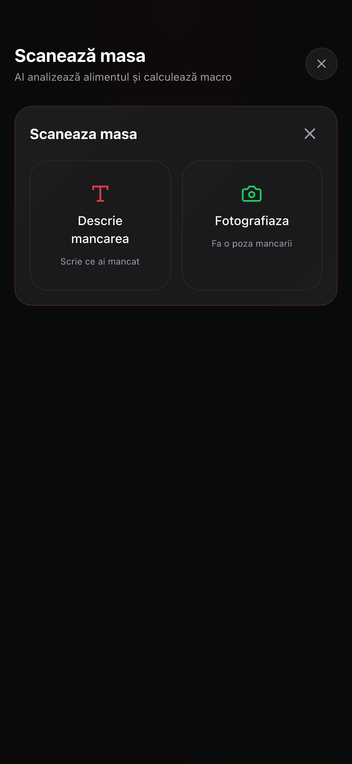 Scaneaza masa cu AI